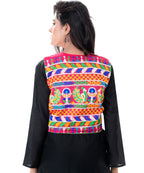 Banjara India Women's Cotton Blend Kutchi Embroidered Sleeveless Short Jacket/Koti/Shrug (Duck ) - SJK-DCK06 - Banjara India
