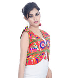 Banjara India Women's Cotton Blend Kutchi Embroidered Sleeveless Short Jacket/Koti/Shrug (Dholak) - SJK-DHK03 - Banjara India