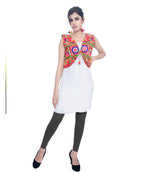 Banjara India Women's Cotton Blend Kutchi Embroidered Sleeveless Short Jacket/Koti/Shrug (Dholak) - SJK-DHK03 - Banjara India