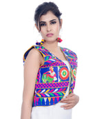 Banjara India Women's Cotton Blend Kutchi Embroidered Sleeveless Short Jacket/Koti/Shrug (Dholak) - SJK-DHK04 - Banjara India