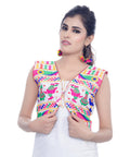 Banjara India Women's Cotton Blend Kutchi Embroidered Sleeveless Short Jacket/Koti/Shrug (Dandiya) - SJK-DND02 - Banjara India