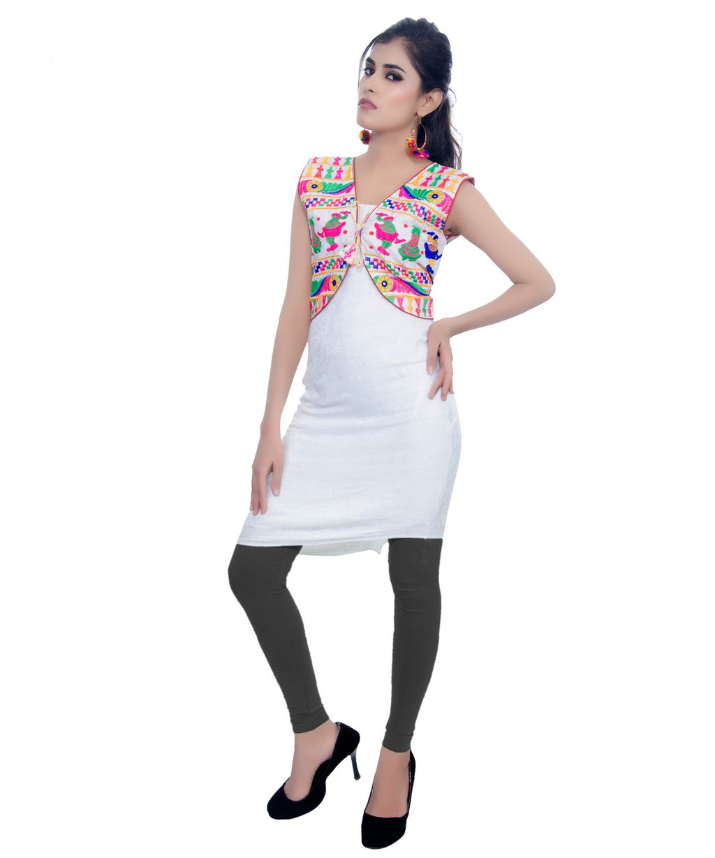 Banjara India Women's Cotton Blend Kutchi Embroidered Sleeveless Short Jacket/Koti/Shrug (Dandiya) - SJK-DND02 - Banjara India