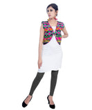 Banjara India Women's Cotton Blend Kutchi Embroidered Sleeveless Short Jacket/Koti/Shrug (Floral) - SJK-FLR01 - Banjara India