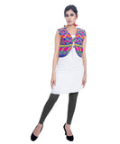 Banjara India Women's Cotton Blend Kutchi Embroidered Sleeveless Short Jacket/Koti/Shrug (Floral) - SJK-FLR04 - Banjara India