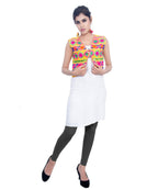 Banjara India Women's Cotton Blend Kutchi Embroidered Sleeveless Short Jacket/Koti/Shrug (Floral) - SJK-FLR05 - Banjara India