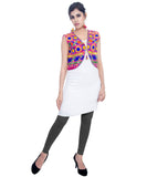 Banjara India Women's Cotton Blend Kutchi Embroidered Sleeveless Short Jacket/Koti/Shrug (Floral) - SJK-FLR06 - Banjara India