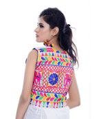 Banjara India Women's Cotton Blend Kutchi Embroidered Sleeveless Short Jacket/Koti/Shrug (Haathi) - SJK-HTH02 - Banjara India