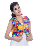 Banjara India Women's Cotton Blend Kutchi Embroidered Sleeveless Short Jacket/Koti/Shrug (Haathi) - SJK-HTH03 - Banjara India