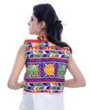 Banjara India Women's Cotton Blend Kutchi Embroidered Sleeveless Short Jacket/Koti/Shrug (Haathi) - SJK-HTH03 - Banjara India