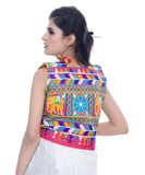 Banjara India Women's Cotton Blend Kutchi Embroidered Sleeveless Short Jacket/Koti/Shrug (Haathi) - SJK-HTH06 - Banjara India