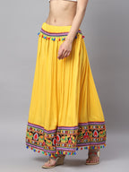 Banjara India Kutchi Embroidered Border Rayon Skirt/Chaniya - SKIRT-ELE-MANGO (2.2m)