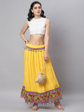 Banjara India Kutchi Embroidered Border Rayon Skirt/Chaniya - SKIRT-ELE-MANGO (2.2m)