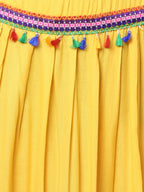 Banjara India Kutchi Embroidered Border Rayon Skirt/Chaniya - SKIRT-ELE-MANGO (2.2m)