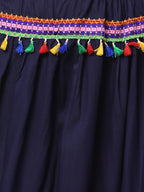 Banjara India Kutchi Embroidered Border Rayon Skirt/Chaniya - SKIRT-ELE-NAVYBLUE (2.2m)