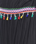 Banjara India Kutchi Embroidered Border Rayon Skirt/Chaniya - SKR-1000-Black (2.2m)
