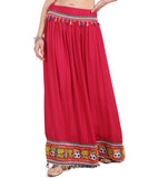 Banjara India Kutchi Embroidered Border Rayon Skirt/Chaniya - SKR-2000-Pink (2.2m)
