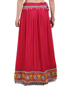 Banjara India Kutchi Embroidered Border Rayon Skirt/Chaniya - SKR-2000-Pink (2.2m)