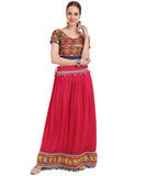 Banjara India Kutchi Embroidered Border Rayon Skirt/Chaniya - SKR-2000-Pink (2.2m)