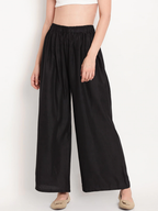 Banjara India Women's Plain Rayon Palazzo - Black