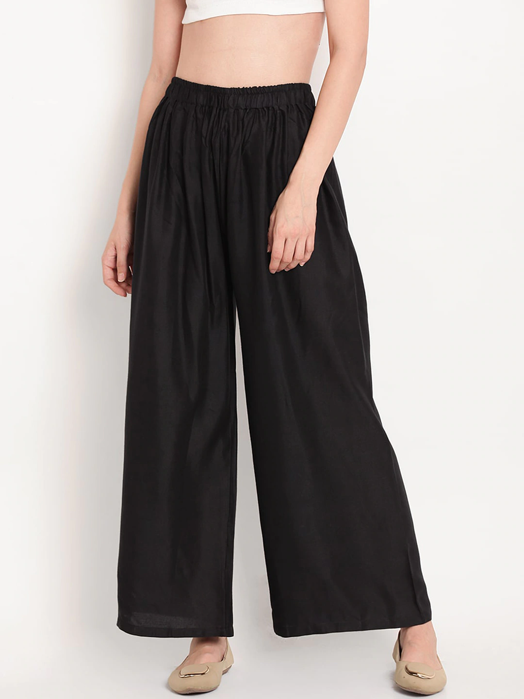 Banjara India Women's Plain Rayon Palazzo - Black
