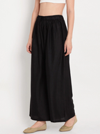 Banjara India Women's Plain Rayon Palazzo - Black
