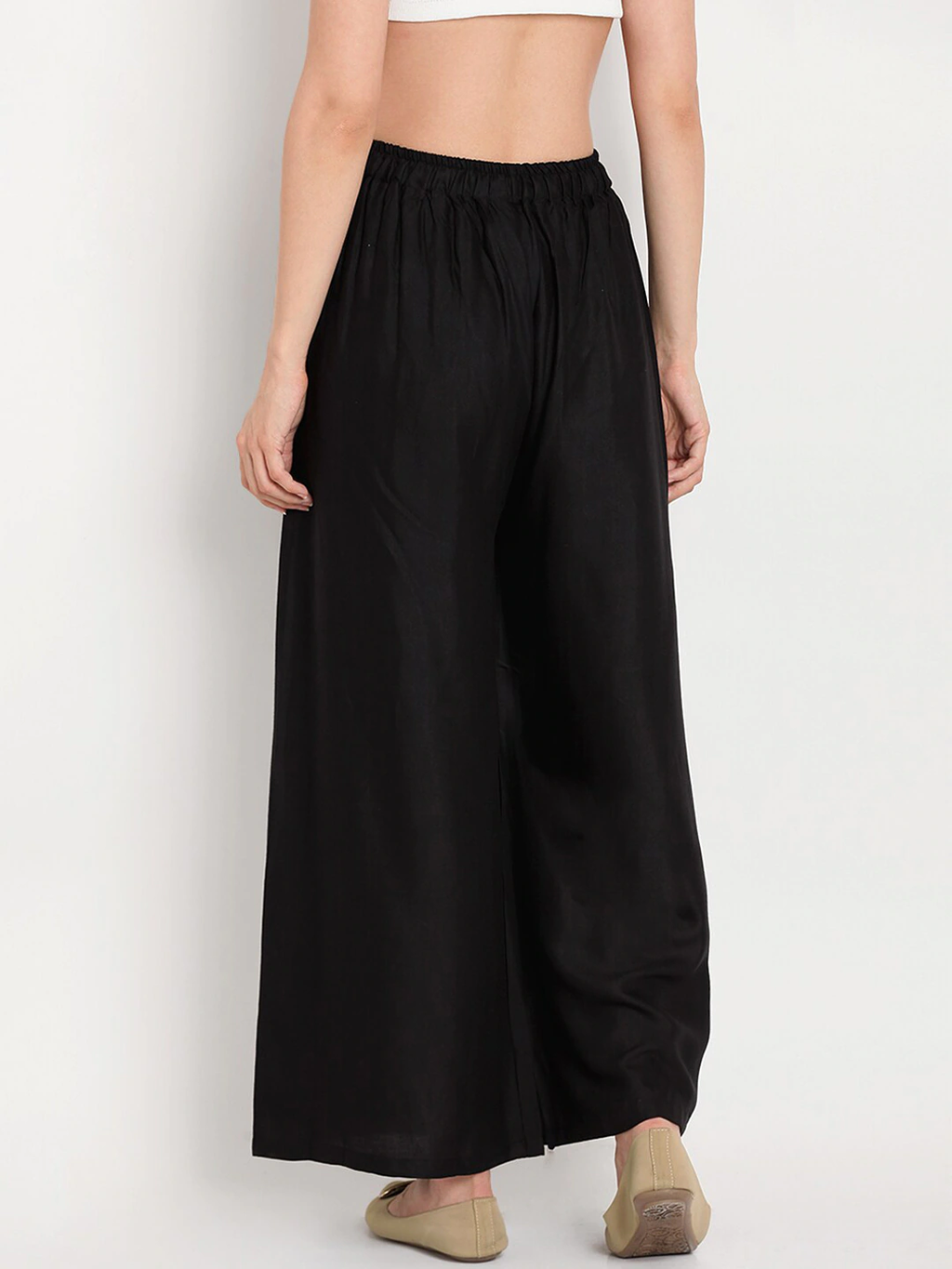 Banjara India Women's Plain Rayon Palazzo - Black