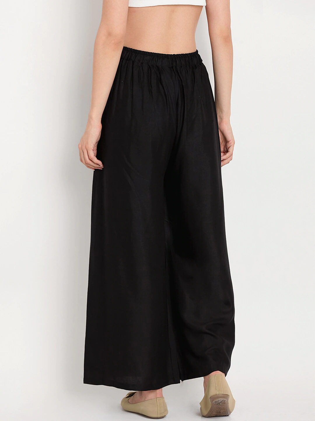 Banjara India Women's Plain Rayon Palazzo - Black