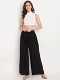 Banjara India Women's Plain Rayon Palazzo - Black