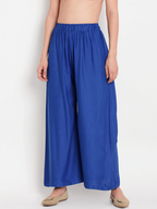 Banjara India Women's Plain Rayon Palazzo - Blue