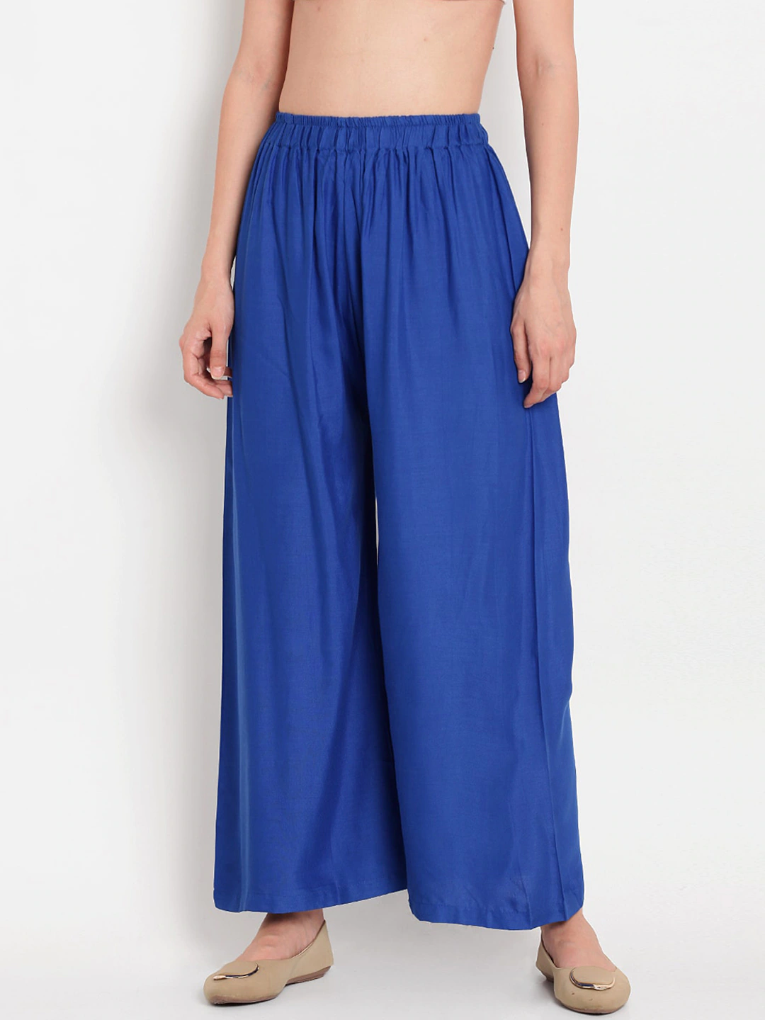 Banjara India Women's Plain Rayon Palazzo - Blue