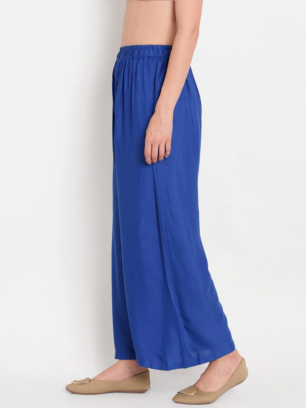 Banjara India Women's Plain Rayon Palazzo - Blue