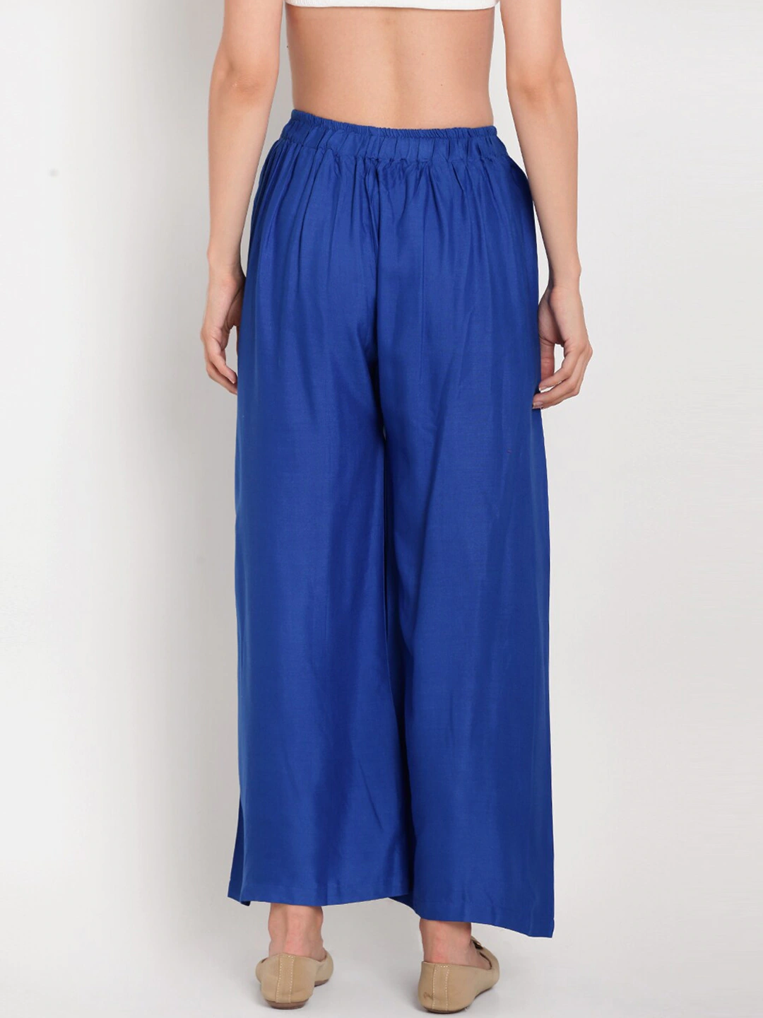 Banjara India Women's Plain Rayon Palazzo - Blue