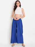 Banjara India Women's Plain Rayon Palazzo - Blue