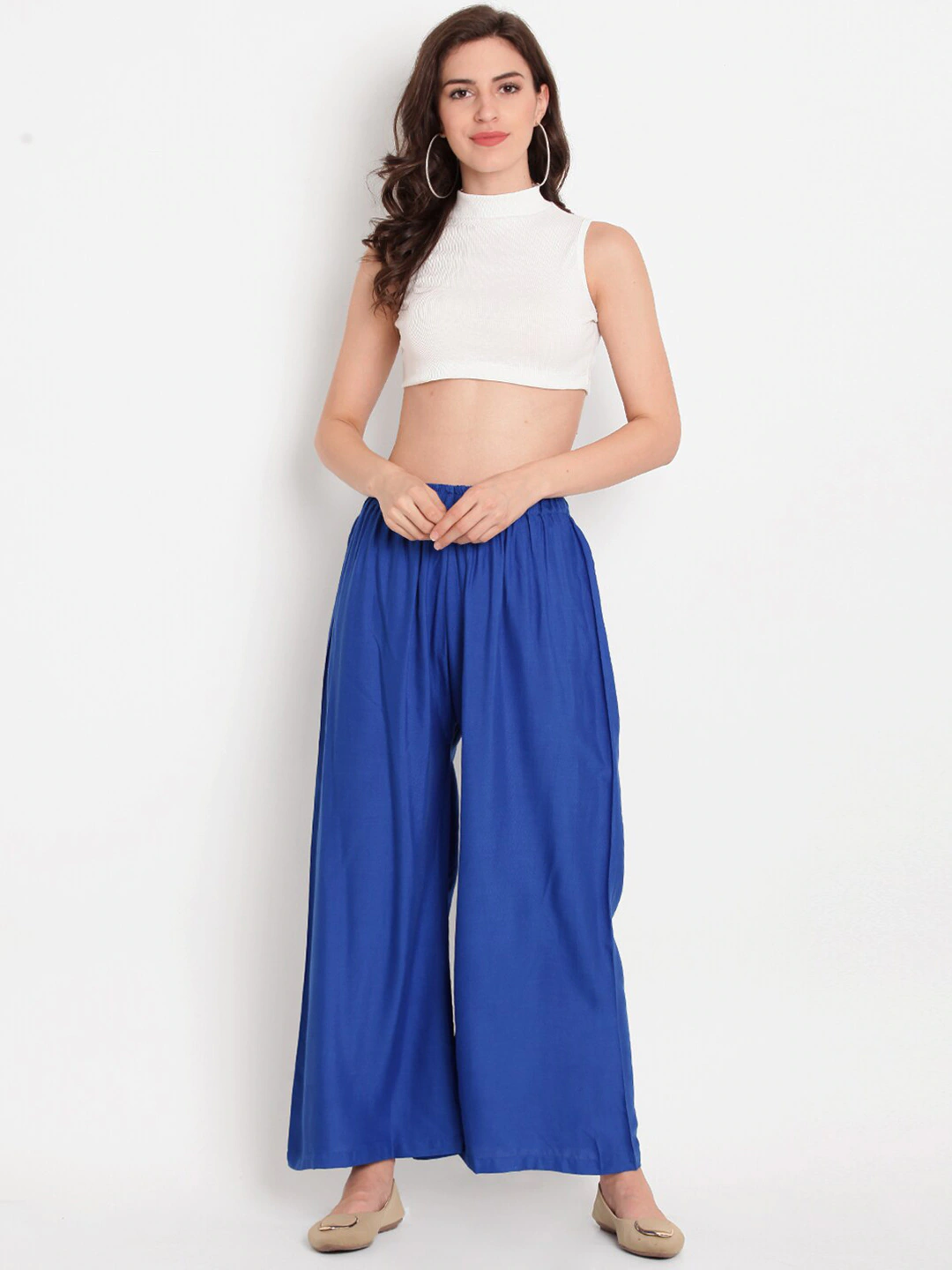Banjara India Women's Plain Rayon Palazzo - Blue