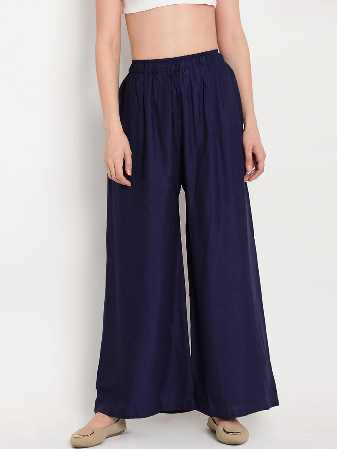 Banjara India Women's Plain Rayon Palazzo - Navy