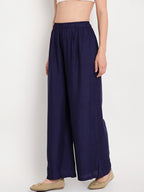Banjara India Women's Plain Rayon Palazzo - Navy