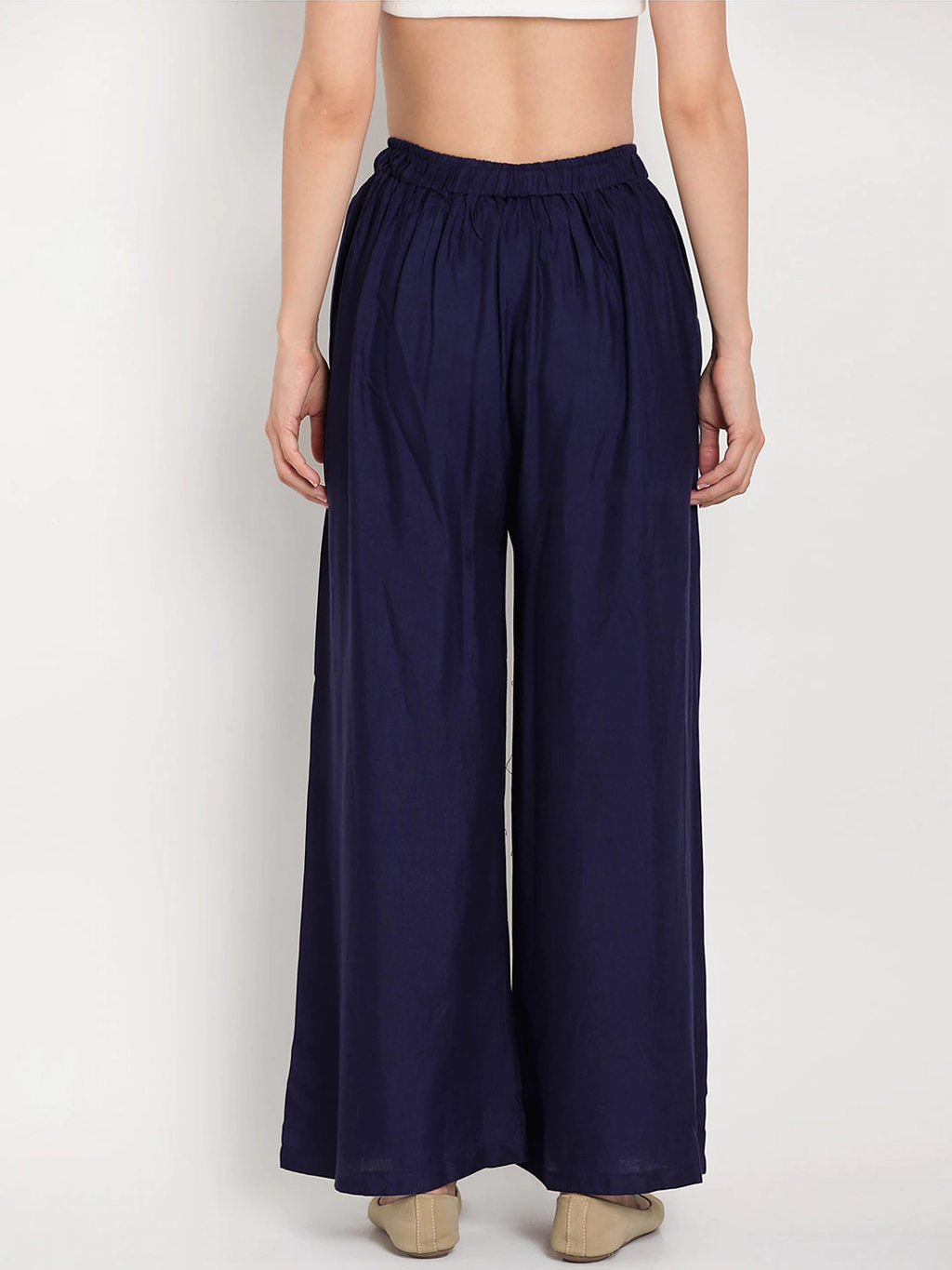 Banjara India Women's Plain Rayon Palazzo - Navy