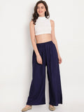Banjara India Women's Plain Rayon Palazzo - Navy