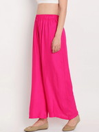 Banjara India Women's Plain Rayon Palazzo - Pink