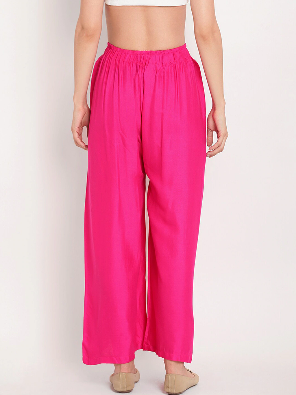 Banjara India Women's Plain Rayon Palazzo - Pink