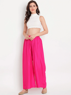 Banjara India Women's Plain Rayon Palazzo - Pink