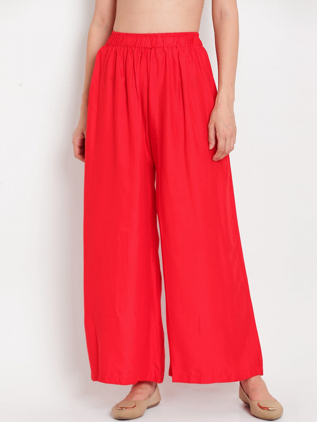 Banjara India Women's Plain Rayon Palazzo - Red