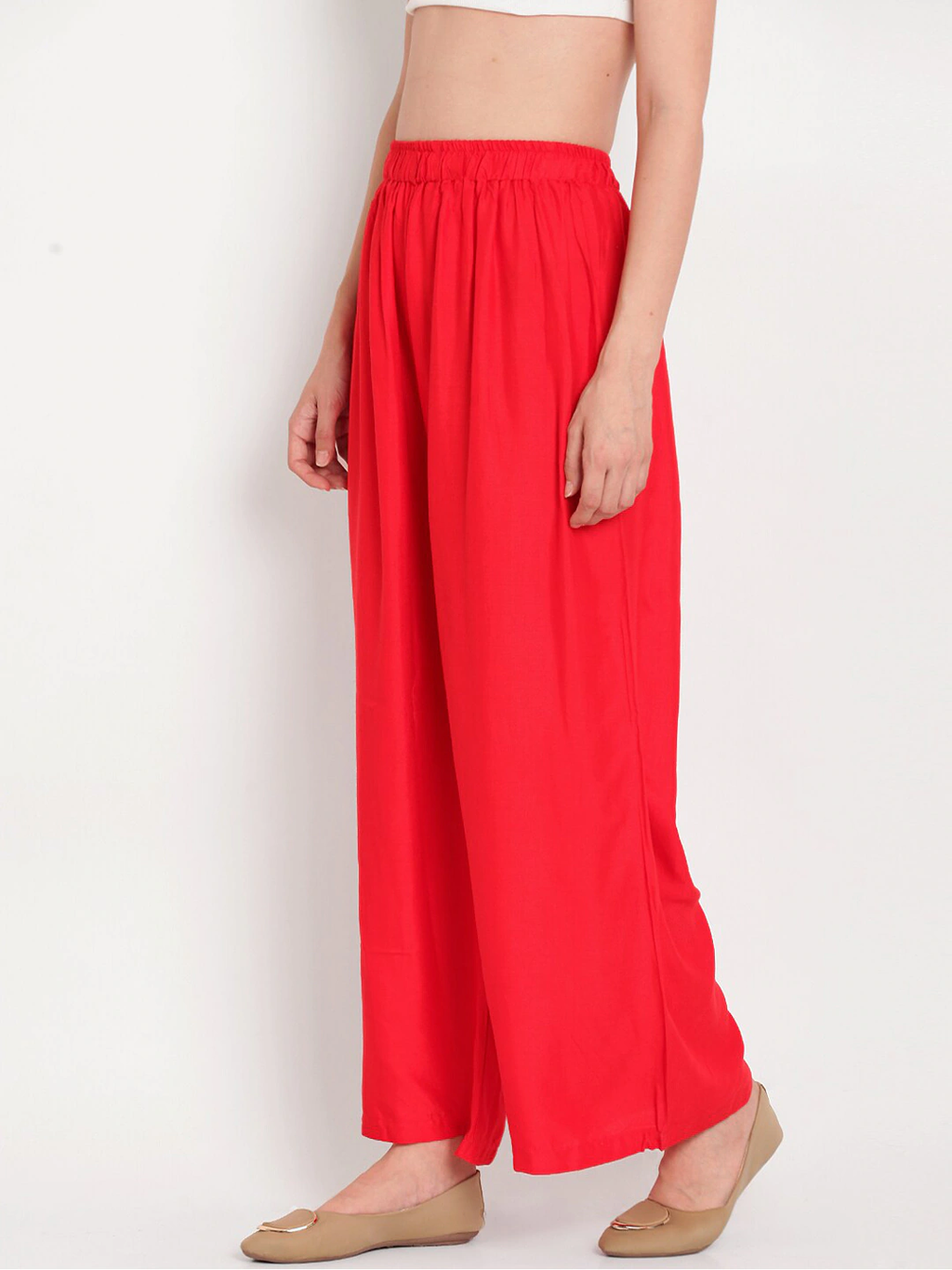 Banjara India Women's Plain Rayon Palazzo - Red