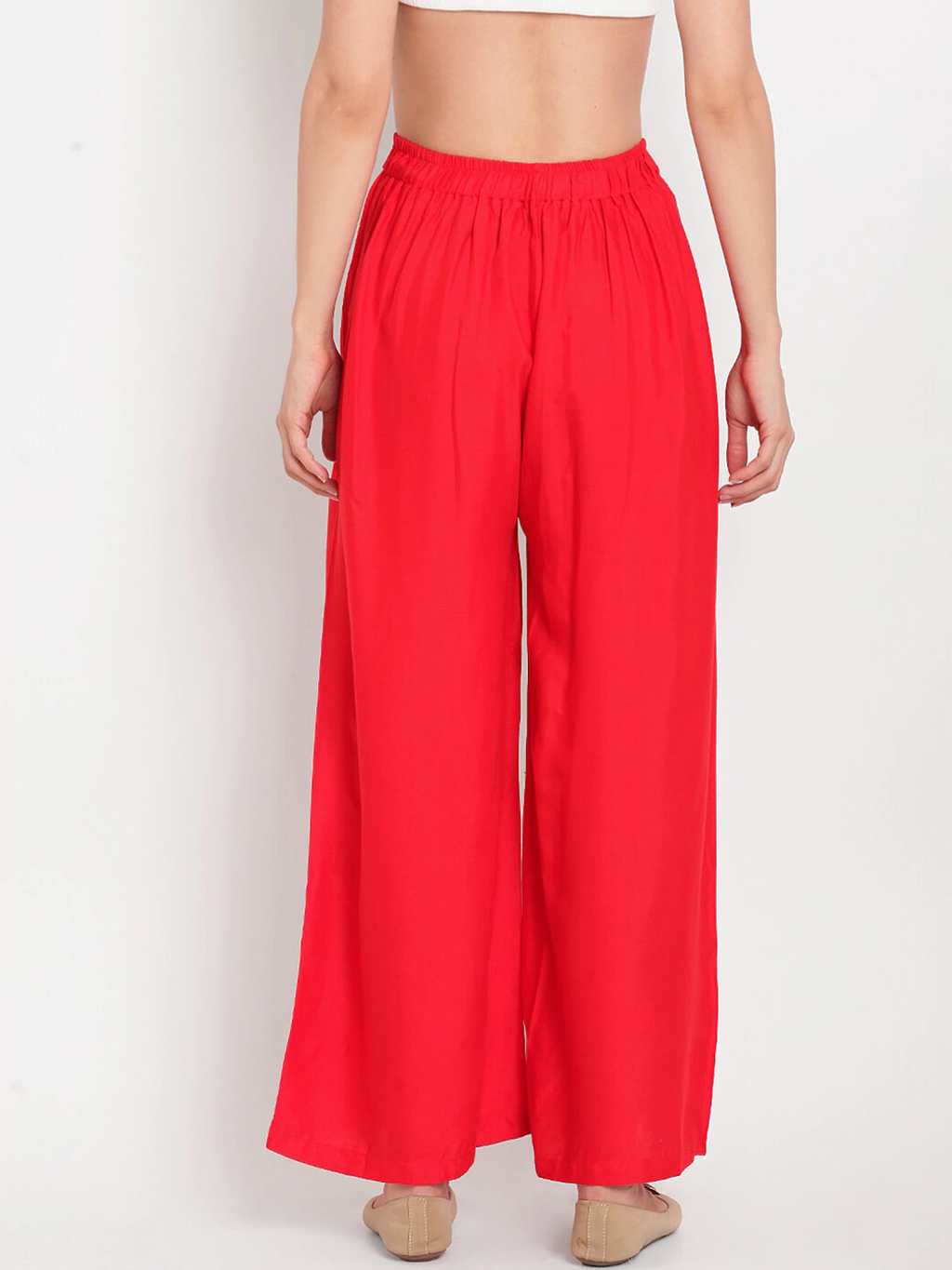 Banjara India Women's Plain Rayon Palazzo - Red