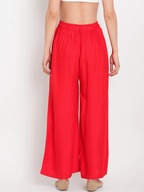 Banjara India Women's Plain Rayon Palazzo - Red