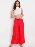 Banjara India Women's Plain Rayon Palazzo - Red