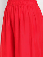 Banjara India Women's Plain Rayon Palazzo - Red