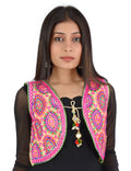 Banjara India Women’s Cotton Blend Kutchi Embroidered Sleeveless Short Ethnic Jacket/Koti (SSE-1001) – Beige - Banjara India