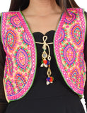 Banjara India Women’s Cotton Blend Kutchi Embroidered Sleeveless Short Ethnic Jacket/Koti (SSE-1001) – Beige - Banjara India