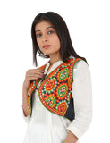 Banjara India Women’s Cotton Blend Kutchi Embroidered Sleeveless Short Ethnic Jacket/Koti (SSE-1001) – Black - Banjara India